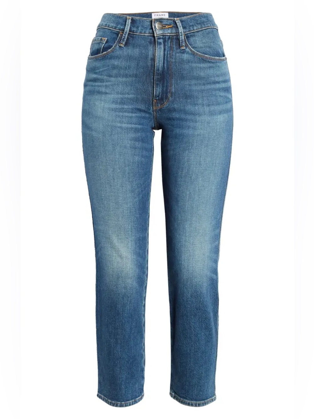 Frame Le Pixie Sylvie Slender Straight Jeans in Clarin Size 26 Stretch Crop